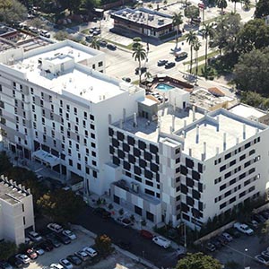 Aerial view of a hamptom inn